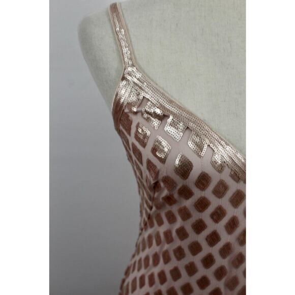 SHO Tadashi Shoji Sz 4 Diamond Sequins Midi Slip Dress Blush Pink Annabelle NWT - Picture 7 of 11